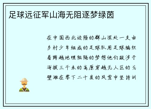 足球远征军山海无阻逐梦绿茵